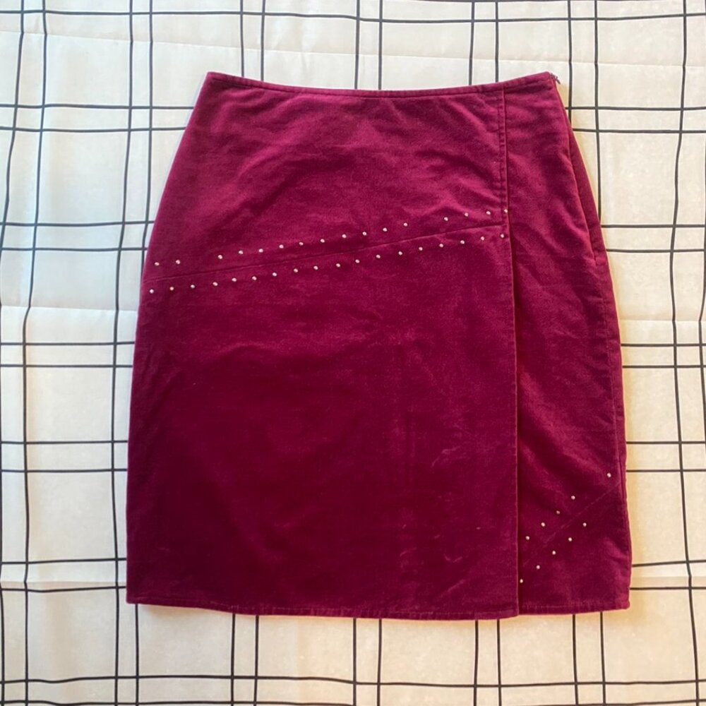 Esprit Corduroy Studded Wrap-Style Skirt